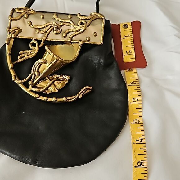 Copa Collection's vintage one of a kind crossbody black and brass handbag. - Picture 10 of 12